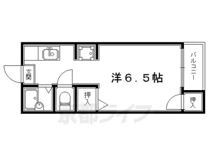 京福北野線 北野白梅町駅 徒歩8分 2階建 築34年(1K/1階)の間取り写真