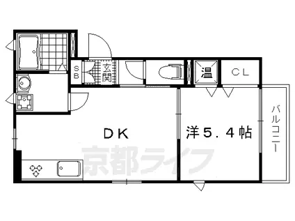 京福北野線 北野白梅町駅 徒歩10分 3階建 築14年(1DK/3階)の間取り写真