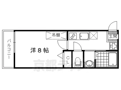 京福北野線 北野白梅町駅 徒歩13分 4階建 築14年(1K/4階)の間取り写真
