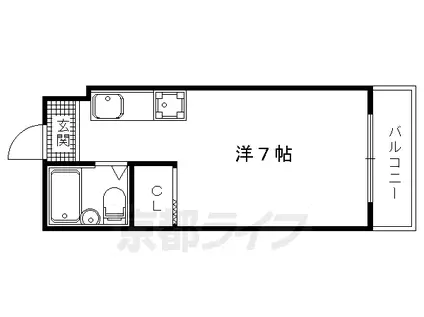 京都市烏丸線 北大路駅 徒歩15分 12階建 築36年(1K/2階)の間取り写真