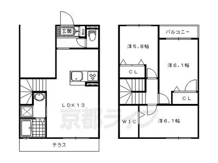 京都市烏丸線 北大路駅 徒歩17分 2階建 築13年(3LDK/1階)の間取り写真