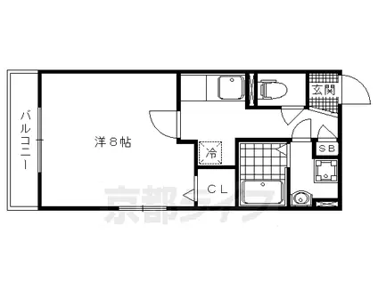 京福北野線 北野白梅町駅 徒歩22分 2階建 築13年(1K/1階)の間取り写真