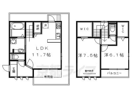 ジェンティール西陣(2LDK/1階)の間取り写真