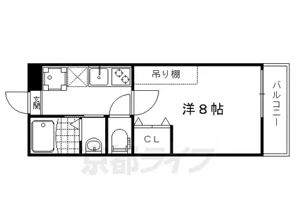 京福北野線 北野白梅町駅 徒歩15分 3階建 築12年(1K/3階)の間取り写真