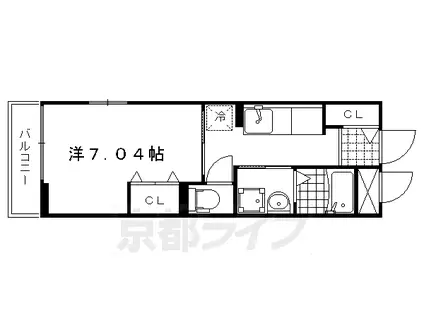 京福北野線 北野白梅町駅 徒歩8分 2階建 築12年(1K/1階)の間取り写真