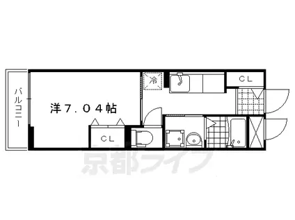 京福北野線 北野白梅町駅 徒歩8分 2階建 築12年(1K/2階)の間取り写真