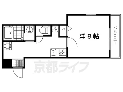 京都市烏丸線 今出川駅 徒歩10分 3階建 築12年(1K/3階)の間取り写真