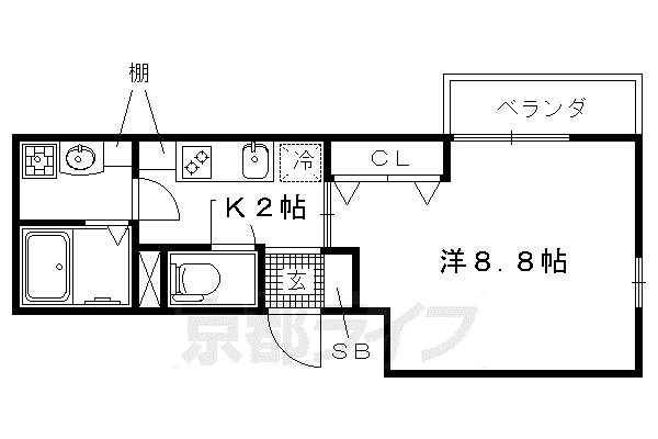 京都市烏丸線 鞍馬口駅 徒歩2分 3階建 築10年(1K/2階)の間取り写真