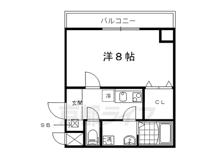 京福北野線 北野白梅町駅 徒歩15分 5階建 築12年(1K/1階)の間取り写真