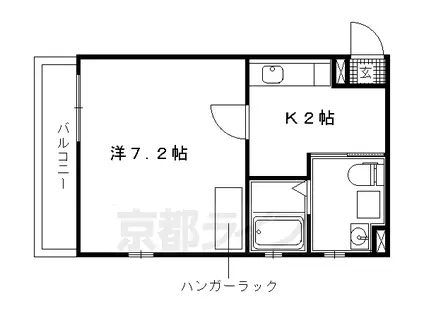 京福北野線 北野白梅町駅 徒歩8分 4階建 築12年(1K/3階)の間取り写真