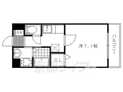 京福北野線 北野白梅町駅 徒歩10分 2階建 築12年(1K/2階)の間取り写真