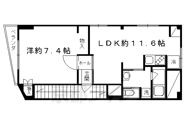 今出川うえだビル(1LDK/2階)の間取り写真