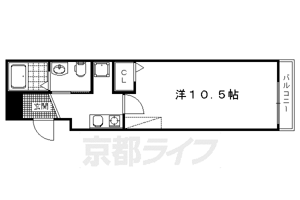 フラッティ毘沙門町(1K/1階)の間取り写真