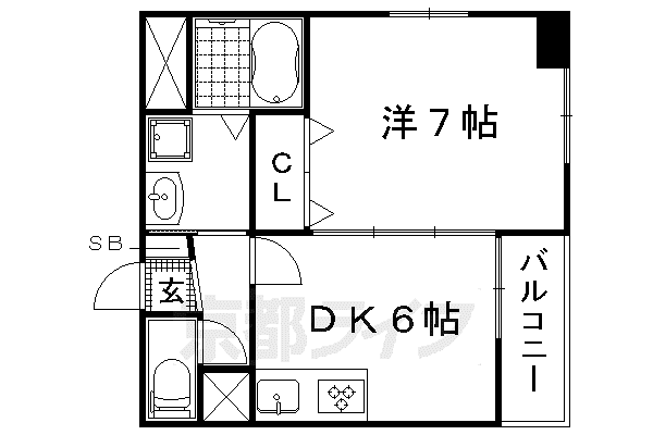京都市烏丸線 北大路駅 徒歩15分 5階建 築12年(1DK/5階)の間取り写真