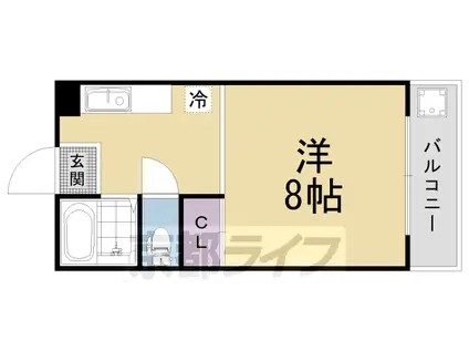 京福北野線 北野白梅町駅 徒歩3分 3階建 築40年(1K/3階)の間取り写真