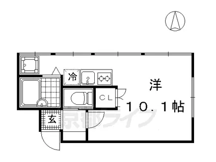 京福北野線 北野白梅町駅 徒歩20分 3階建 築54年(ワンルーム/3階)の間取り写真