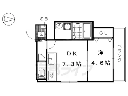 京福北野線 北野白梅町駅 徒歩5分 3階建 築11年(1DK/3階)の間取り写真