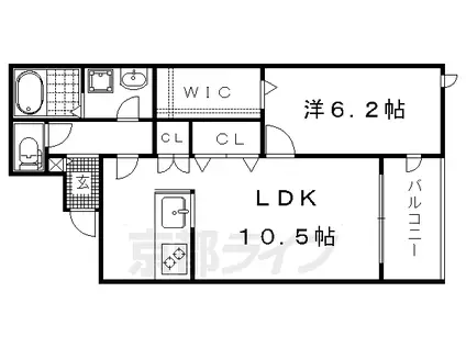 京都市烏丸線 北大路駅 徒歩10分 3階建 築13年(1SLDK/2階)の間取り写真