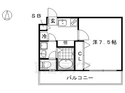 山陰本線 二条駅 徒歩17分 4階建 築11年(1K/1階)の間取り写真
