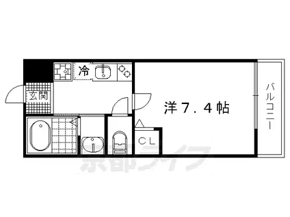 京福北野線 北野白梅町駅 徒歩15分 4階建 築11年(1K/3階)の間取り写真
