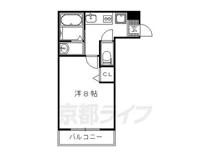 京福北野線 北野白梅町駅 徒歩15分 4階建 築11年(1K/2階)の間取り写真