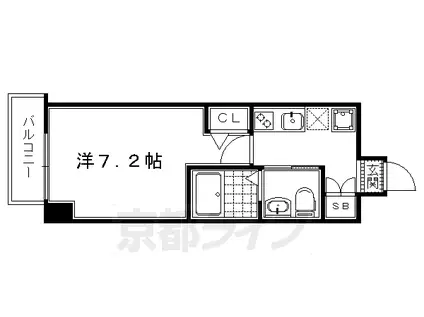 京福北野線 北野白梅町駅 徒歩14分 6階建 築10年(1K/3階)の間取り写真
