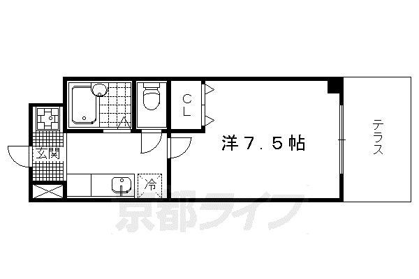 京都市烏丸線 北大路駅 徒歩13分 4階建 築27年(1K/1階)の間取り写真
