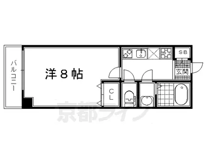 京福北野線 北野白梅町駅 徒歩17分 5階建 築10年(1K/5階)の間取り写真