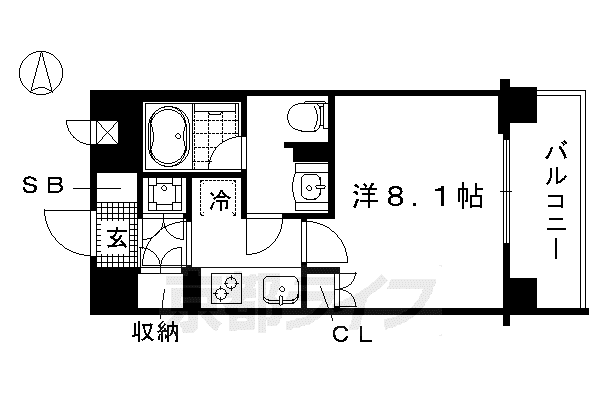 京都市烏丸線 今出川駅 徒歩5分 5階建 築10年(1K/2階)の間取り写真