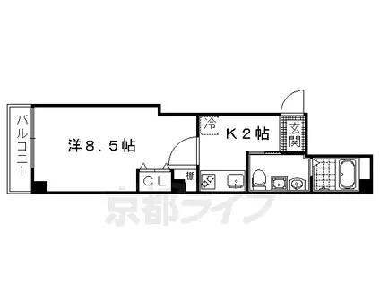 フラッティ西陣(1K/2階)の間取り写真