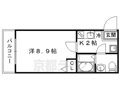 京都市烏丸線 今出川駅 徒歩17分 4階建 築9年(1K/4階)の間取り写真