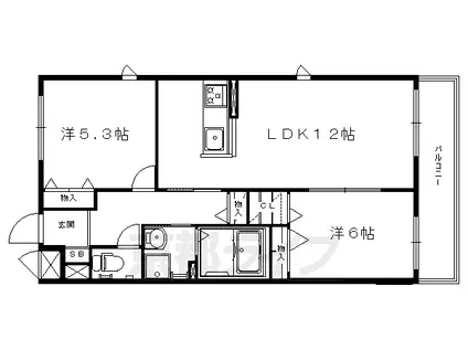 叡山電鉄 修学院駅 徒歩2分 3階建 築17年(2LDK/2階)の間取り写真