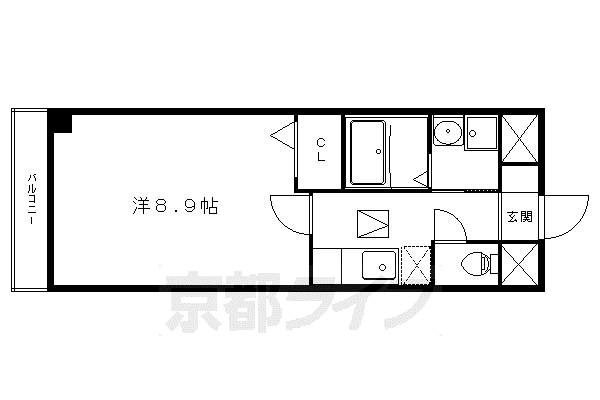 叡山電鉄 京都精華大前駅 徒歩7分 2階建 築18年(1K/1階)の間取り写真