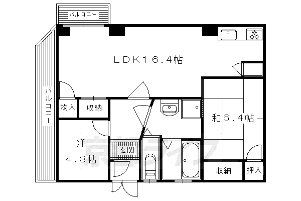 鴨東ロイヤルハイツ(2LDK/5階)の間取り写真