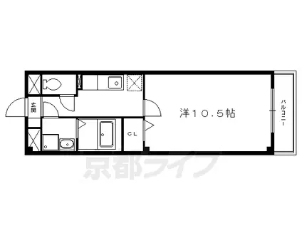 ウエスト下鴨(1K/1階)の間取り写真