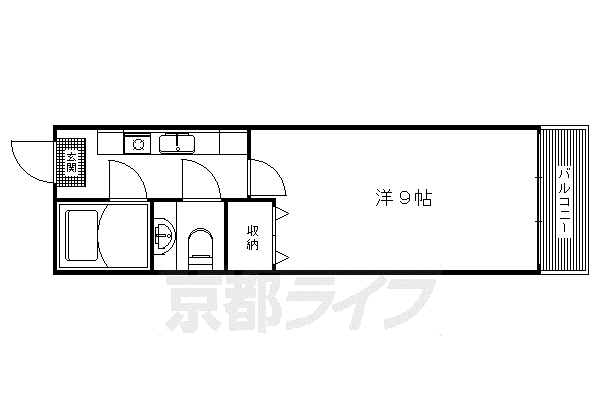 アジュール北白川(1K/1階)の間取り写真