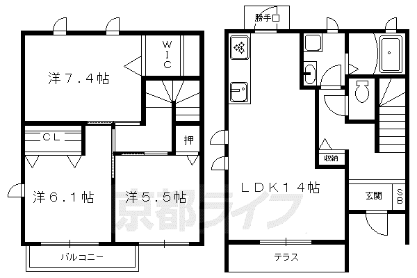 叡山電鉄 八幡前駅(京都) 徒歩9分 2階建 築18年(3LDK/1階)の間取り写真