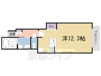 叡山電鉄 八幡前駅(京都) 徒歩15分 2階建 築17年(ワンルーム/1階)の間取り写真