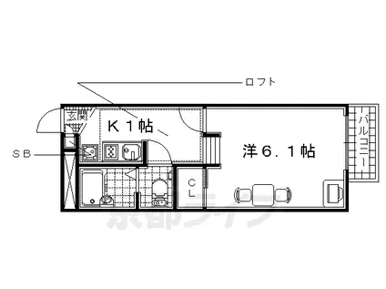 奈良線 宇治駅(JR) 徒歩9分 2階建 築24年(1K/1階)の間取り写真