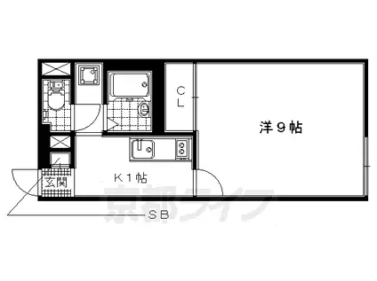 近鉄京都線 富野荘駅 徒歩4分 2階建 築15年(1K/2階)の間取り写真