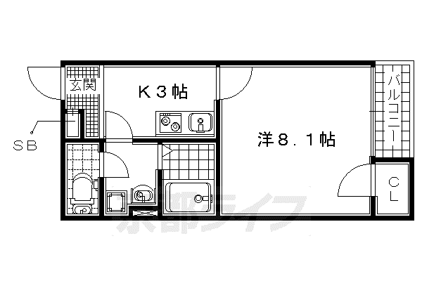 近鉄京都線 久津川駅 徒歩8分 2階建 築14年(1K/2階)の間取り写真