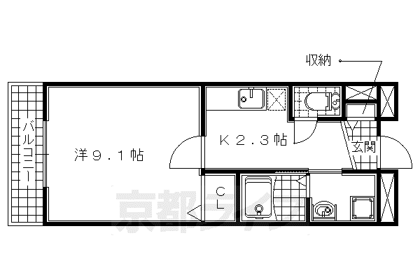 京阪電気鉄道京阪線 石清水八幡宮駅 徒歩29分 3階建 築14年(1K/1階)の間取り写真