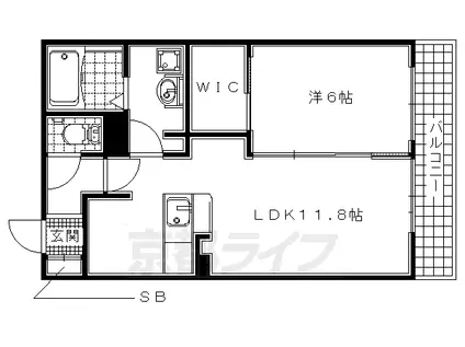京阪電気鉄道宇治線 木幡駅(京阪) 徒歩8分 3階建 築12年(1LDK/2階)の間取り写真