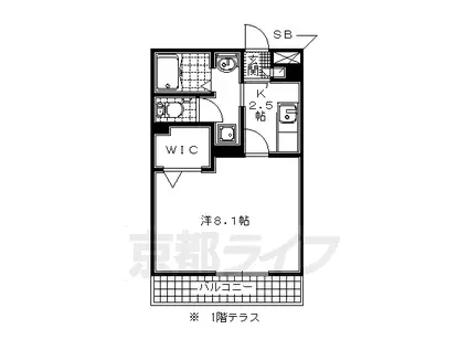 奈良線 新田駅(京都) 徒歩3分 3階建 築12年(1K/2階)の間取り写真