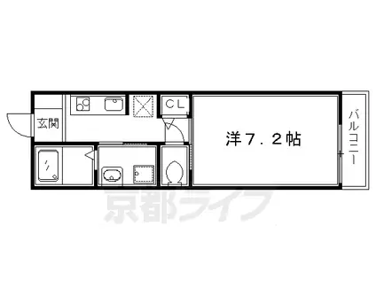 京阪電気鉄道鴨東線 出町柳駅 徒歩9分 3階建 築19年(1K/1階)の間取り写真