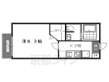 京都市烏丸線 松ケ崎駅(京都) 徒歩2分 2階建 築16年(1K/1階)の間取り写真