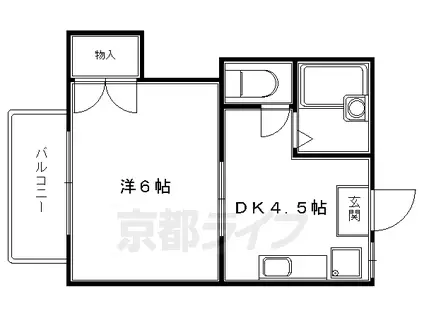叡山電鉄 茶山・京都芸術大学駅 徒歩15分 2階建 築38年(1DK/1階)の間取り写真