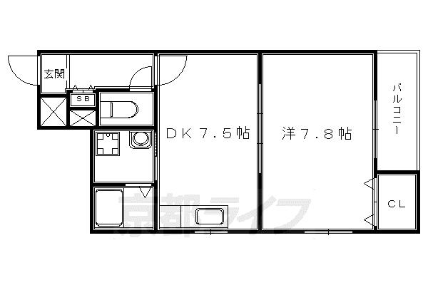 叡山電鉄 修学院駅 徒歩5分 2階建 築17年(1DK/1階)の間取り写真