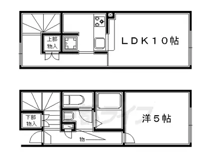 京都市烏丸線 国際会館駅 徒歩12分 2階建 築16年(1LDK/1階)の間取り写真