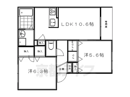 シャーメゾンUN(2LDK/1階)の間取り写真